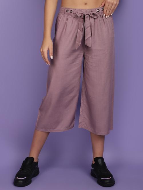 solid mauve detailed casual trouser - 20893875 - Very Small Image - 1