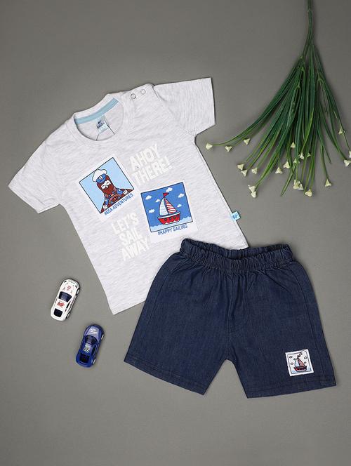 kids printed cotton shorts twin set - 20893957 - Very Small Image - 1