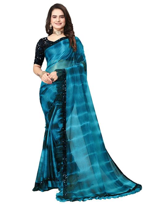 tie & dye ruffled saree with blouse - 20895487 - Very Small Image - 1