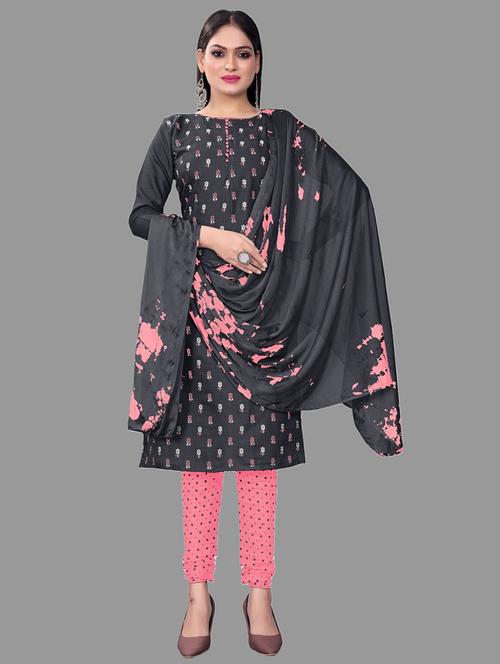 charcoal printed unstitched suit set - 20895754 - Very Small Image - 1