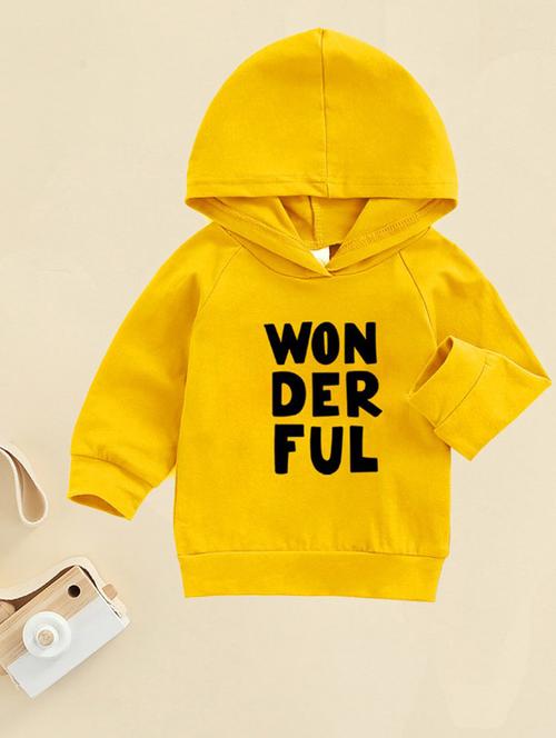 yellow front print detailed hooded sweatshirt - 20896718 - Very Small Image - 1
