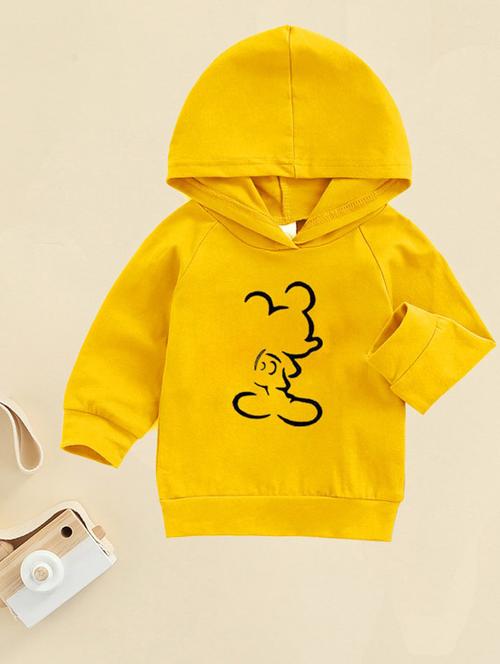 yellow front print detailed hooded sweatshirt - 20896722 - Very Small Image - 1
