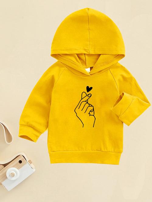 yellow front print detailed hooded sweatshirt - 20896727 - Very Small Image - 1