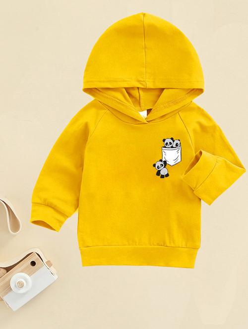 yellow placement print detailed hooded sweatshirt - 20896735 - Very Small Image - 1