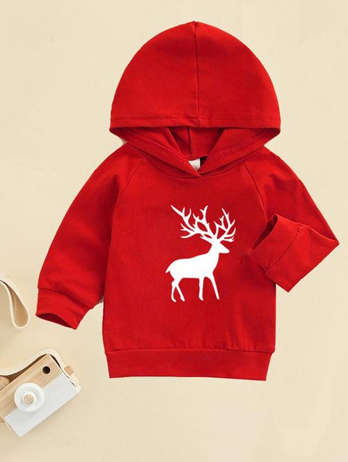 red front print detailed hooded sweatshirt - 20896746 - Very Small Image - 1