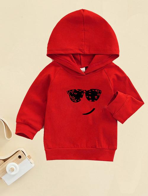 red front print detailed hooded sweatshirt - 20896754 - Very Small Image - 1