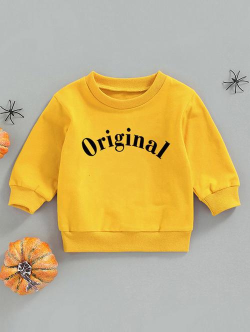 yellow cotton blend front print sweatshirt - 20896780 - Very Small Image - 1