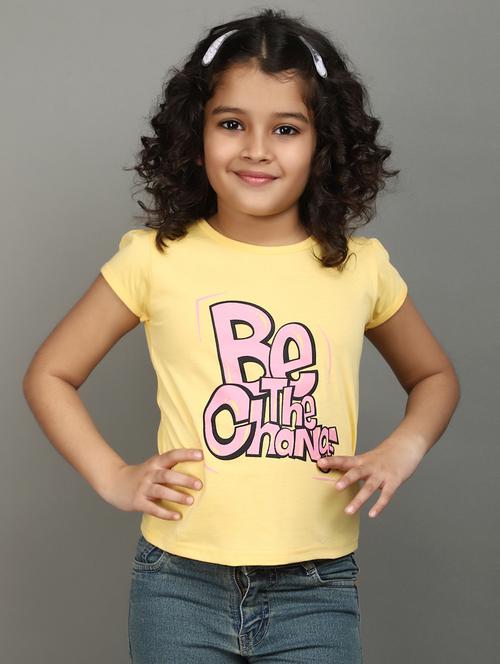 girls round neck typographic regular tee - 20901265 - Very Small Image - 1