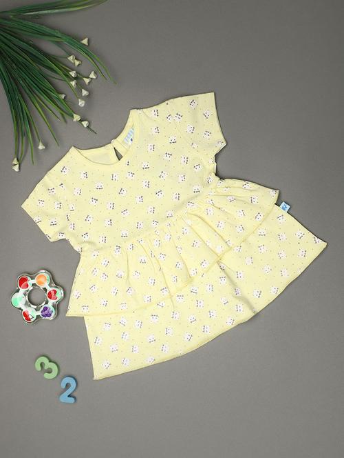 yellow printed detailed frock - 20901317 - Very Small Image - 1