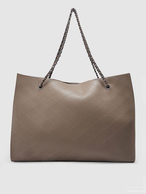 brown leatherette (pu) regular tote - 20906602 - Very Small Image - 1