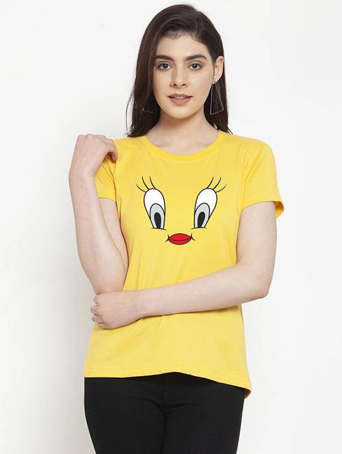 women yellow graphic printed t-shirt - 20909104 - Very Small Image - 1