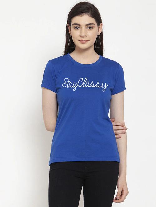 women typographic printed round neck t-shirt - 20909178 - Very Small Image - 1