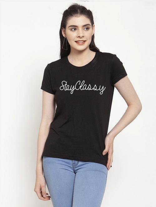 women typographic printed round neck t-shirt - 20909204 - Very Small Image - 1