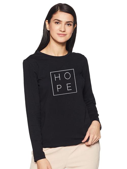 women typographic printed round neck t-shirt - 20909590 - Very Small Image - 1