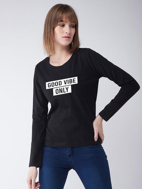 women typographic printed round neck t-shirt - 20909601 - Very Small Image - 1
