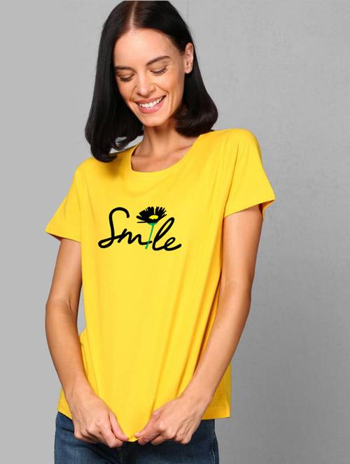 women typographic printed round neck t-shirt - 20909639 - Very Small Image - 1