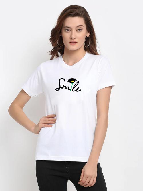women typographic printed round neck t-shirt - 20909668 - Very Small Image - 1