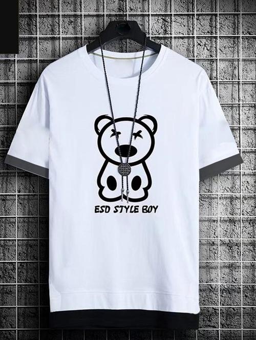 white cotton blend front print tshirt - 20910473 - Very Small Image - 1