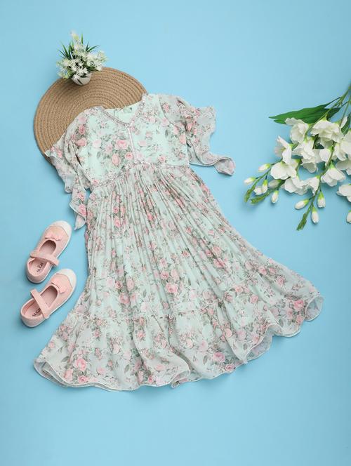 girls floral print tiered frock - 20911728 - Very Small Image - 1