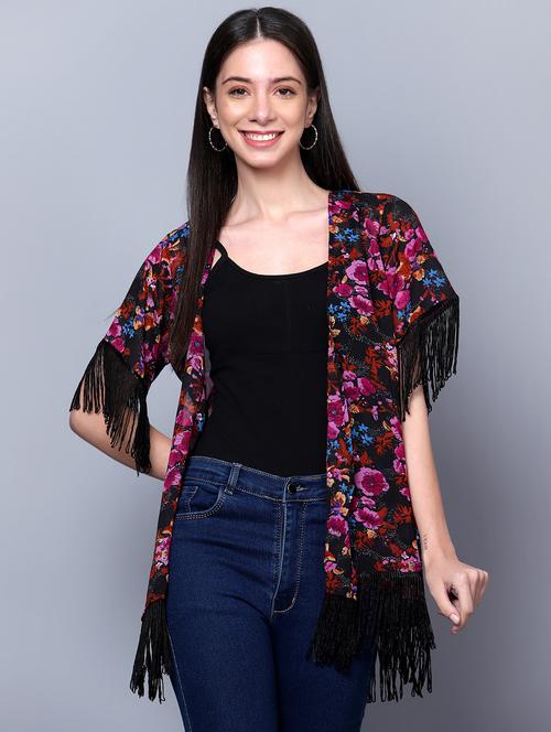 women purple florals printed shrug - 20912282 - Very Small Image - 1