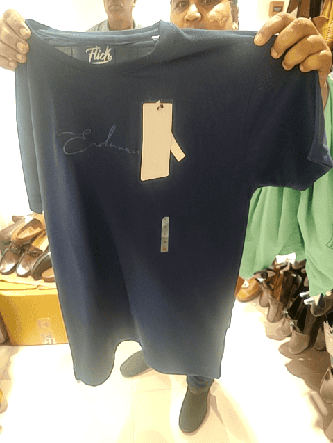navy blue fancy fabric tshirt - 20917304 - Very Small Image - 1