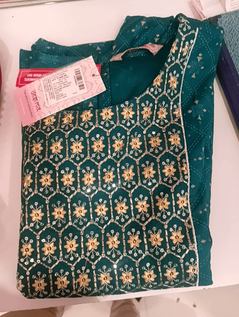 teal rayon slub kurta - 20918571 - Very Small Image - 1