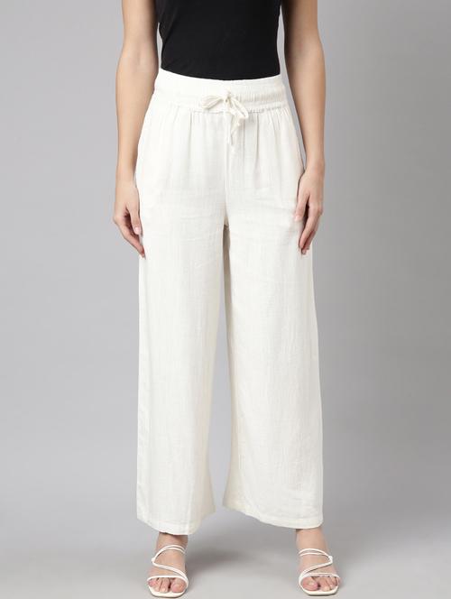 off white cotton blend palazzos - 20922060 - Very Small Image - 1