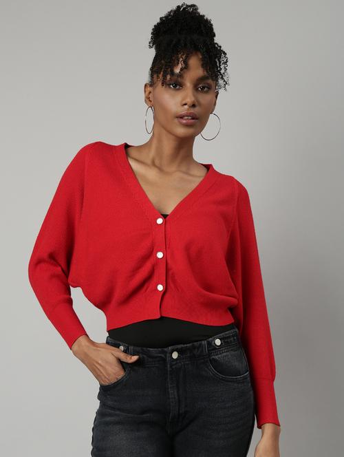 red acrylic cardigan - 20925470 - Very Small Image - 1