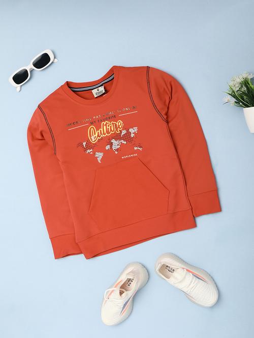 orange front printed detailed sweatshirt - 20927182 - Very Small Image - 1