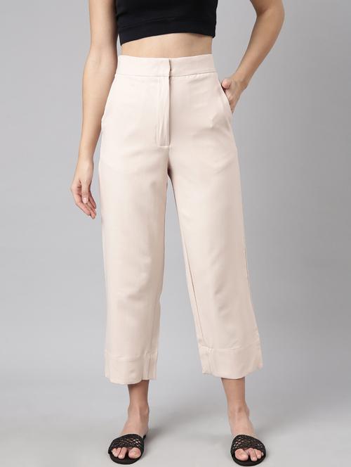 cream cotton blend trousers - 20929172 - Very Small Image - 1