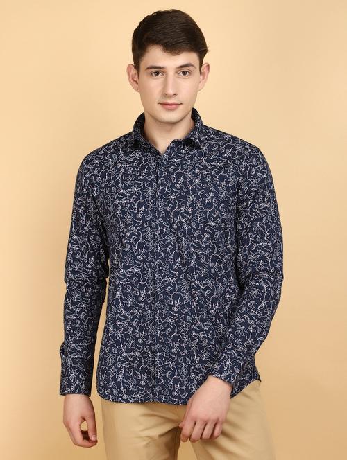 navy blue cotton casual shirt - 20929304 - Very Small Image - 1