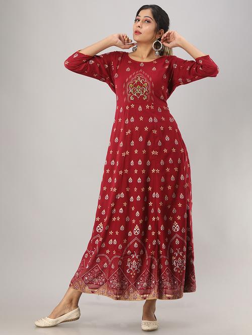 women round neck printed ethnic maternity dress - 20929523 - Very Small Image - 1