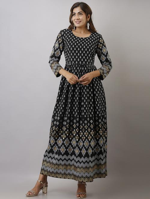 women round neck printed ethnic maternity dress - 20929546 - Very Small Image - 1