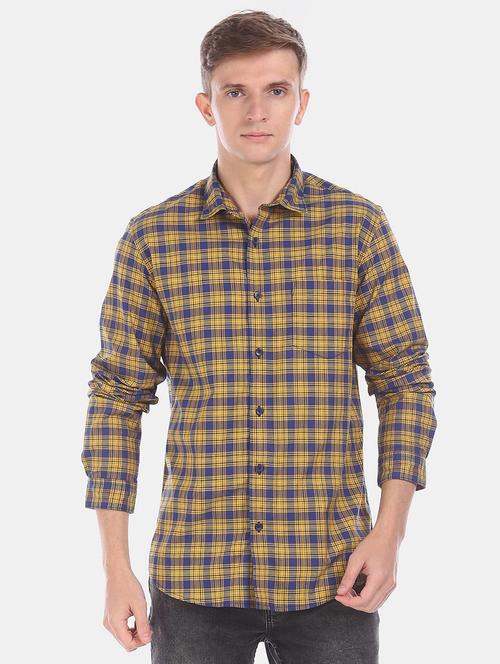 yellow checkered casual shirt - 20930132 - Very Small Image - 1