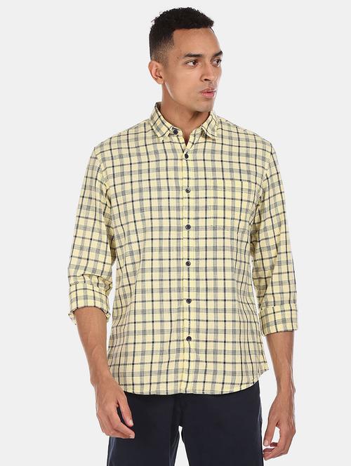 yellow checkered casual shirt - 20930147 - Very Small Image - 1