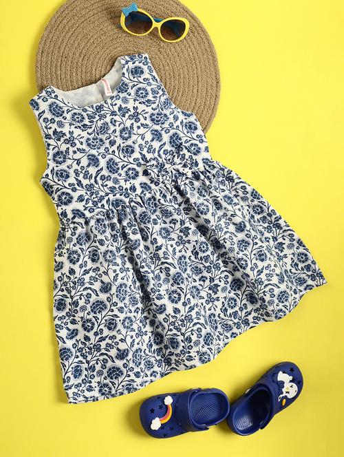 kids floral printed round neck frock - 20930486 - Very Small Image - 1