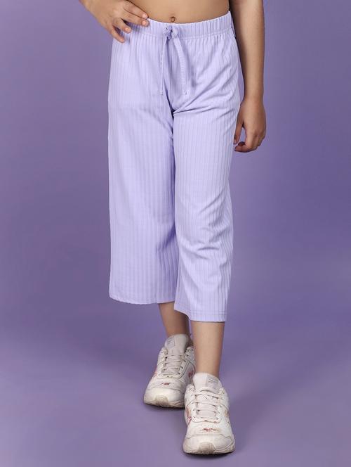 kids solid lavender casual wide leg trouser - 20930646 - Very Small Image - 1