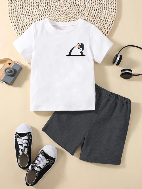 kids cotton shorts twin sets - 20932025 - Very Small Image - 1