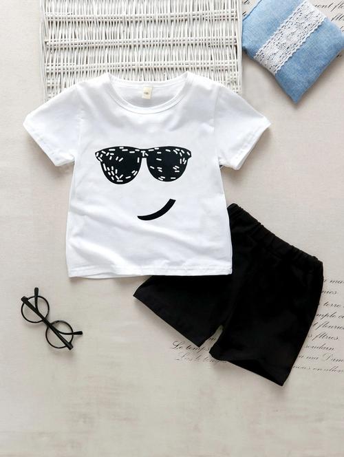 kids front print cotton shorts twin sets - 20932027 - Very Small Image - 1