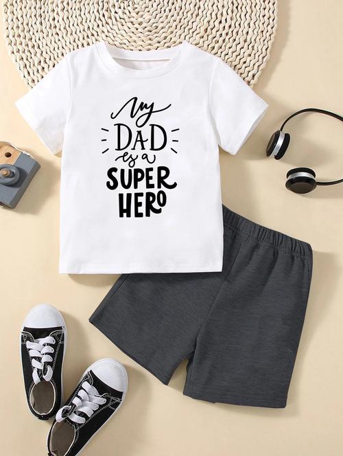 kids front print cotton shorts twin sets - 20932030 - Very Small Image - 1