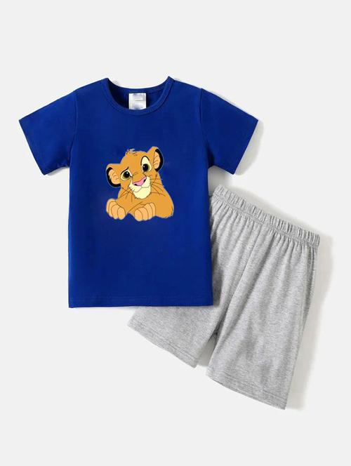 kids chest print cotton shorts twin sets - 20932035 - Very Small Image - 1