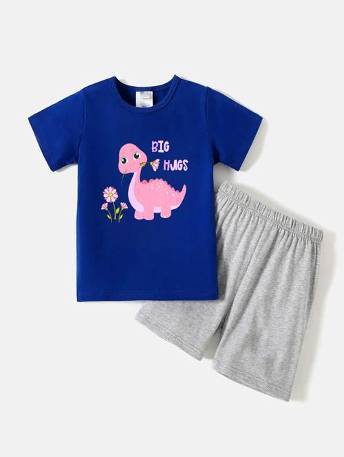 kids front print cotton shorts twin sets - 20932041 - Very Small Image - 1