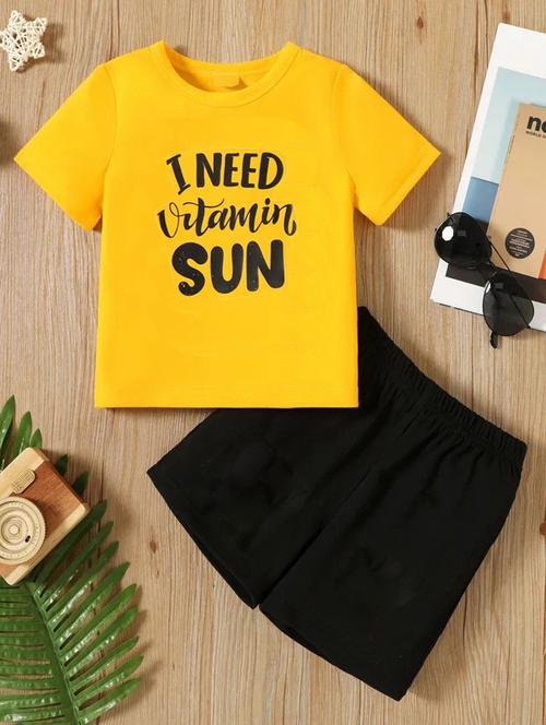 kids front print cotton shorts twin sets - 20932044 - Very Small Image - 1