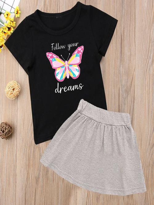 kids graphic printed skirt top set - 20932410 - Very Small Image - 1