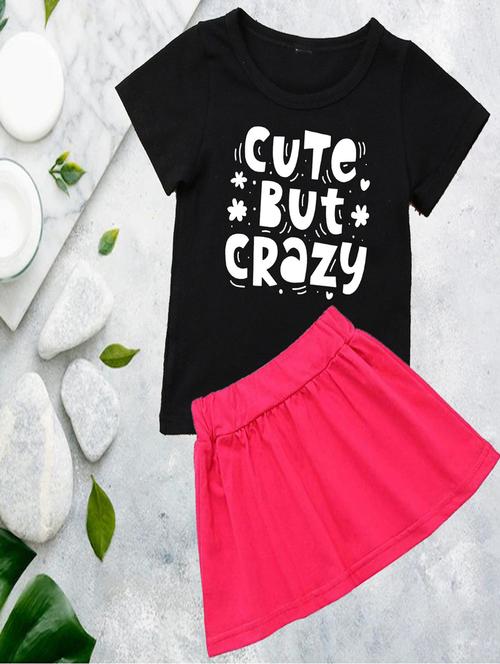 kids typographic printed skirt top set - 20932425 - Very Small Image - 1