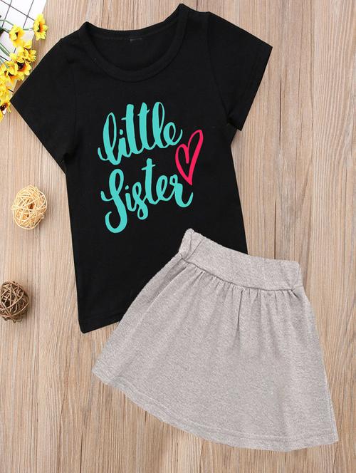 kids typographic printed skirt top set - 20932431 - Very Small Image - 1