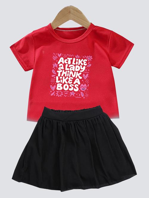 kids typographic printed skirt top set - 20932488 - Very Small Image - 1