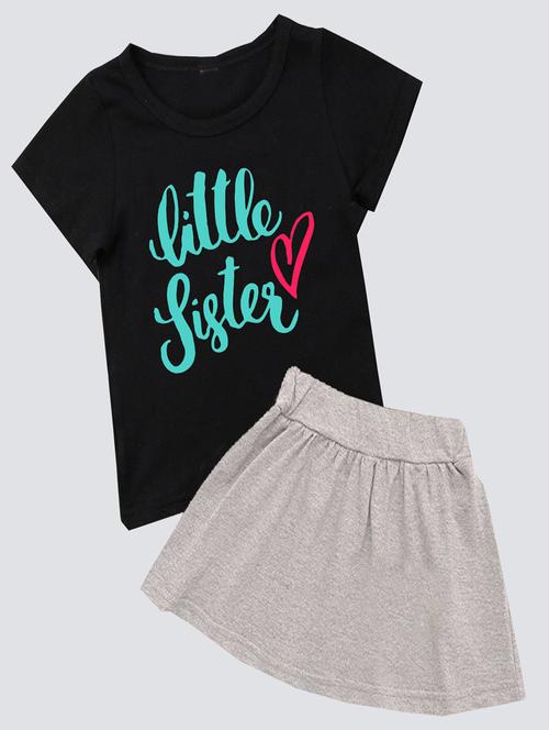 kids typographic printed skirt top set - 20932503 - Very Small Image - 1