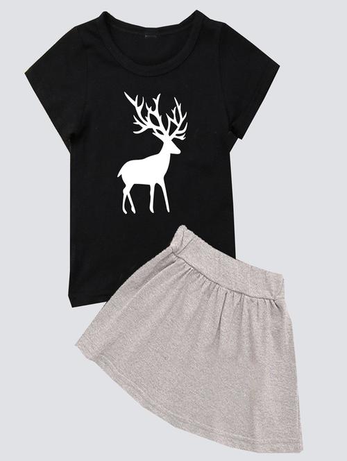 kids graphic printed skirt top set - 20932519 - Very Small Image - 1