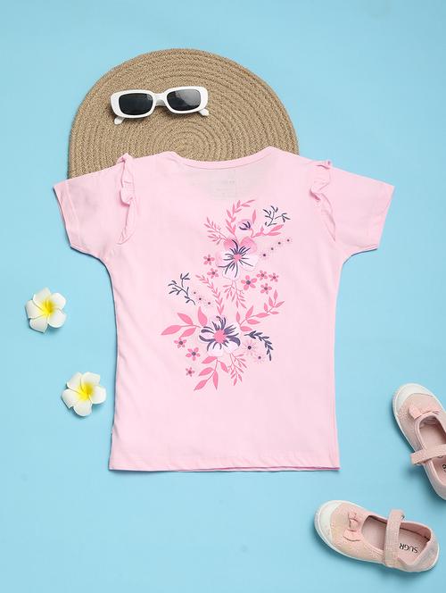 girls round neck front graphic printed regular tee - 20934206 - Very Small Image - 1